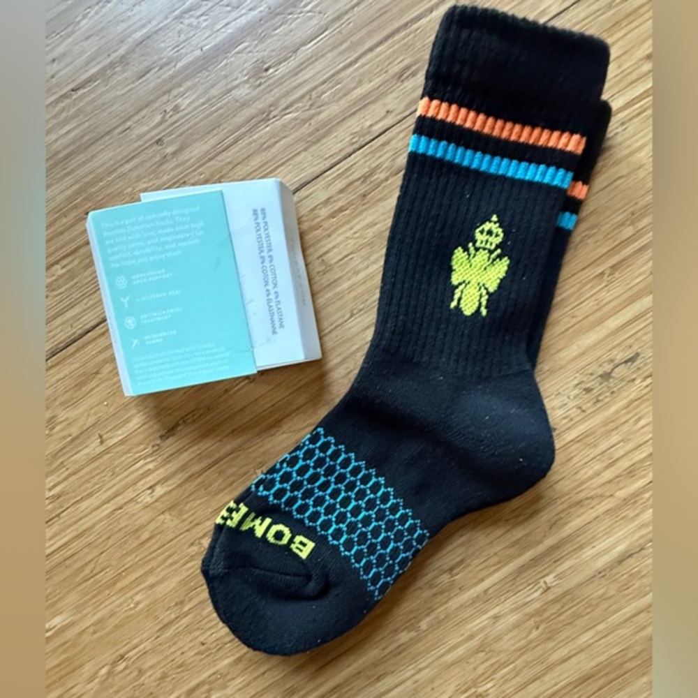 Bombas Black and Blue Athletic Socks with Cushioning XS Youth